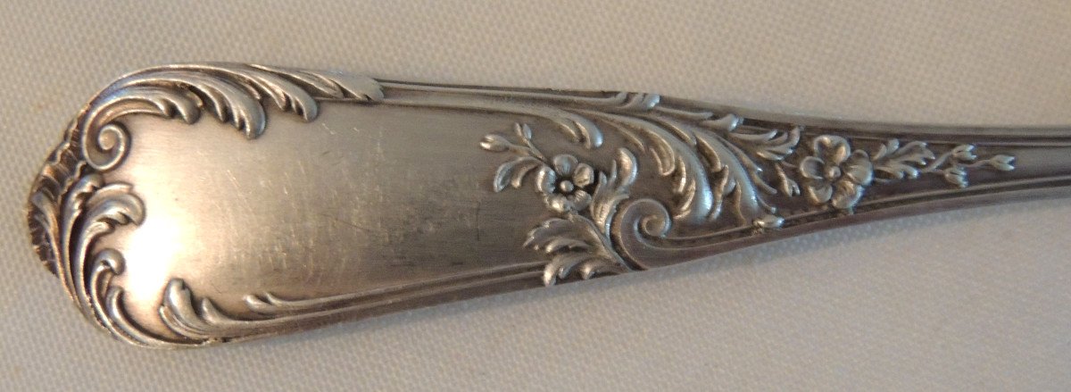 Christofle, 17 Silver Metal Cutlery Model Marly (rocaille Style), 20th-photo-2