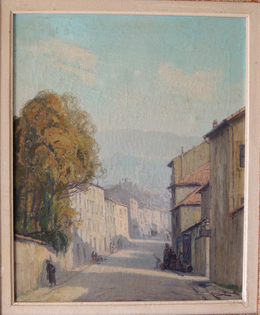 Huile Sur Toile , Tableau Rue d'Un Village ,cadre Montparnasse , Signé En Bas à Droite , 19 ème-photo-3