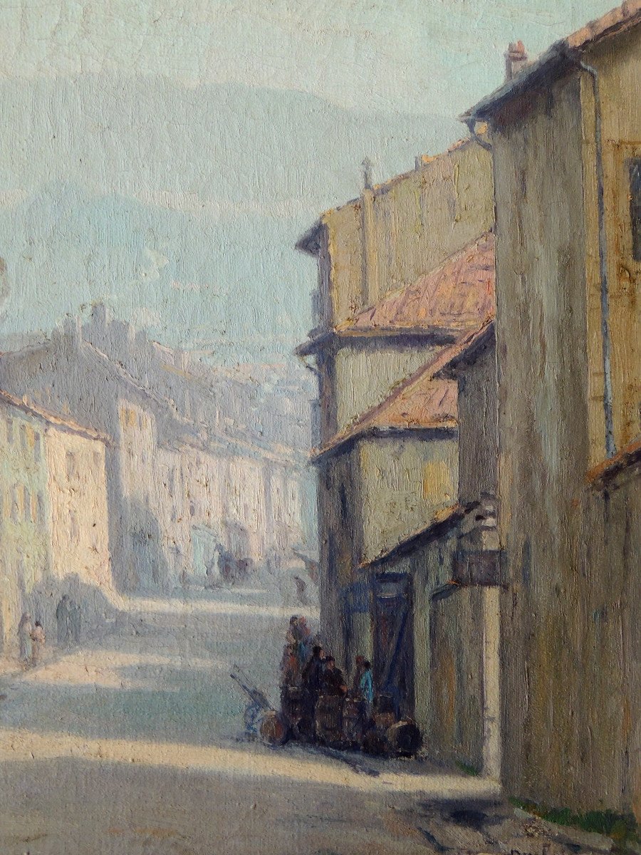 Huile Sur Toile , Tableau Rue d'Un Village ,cadre Montparnasse , Signé En Bas à Droite , 19 ème-photo-2