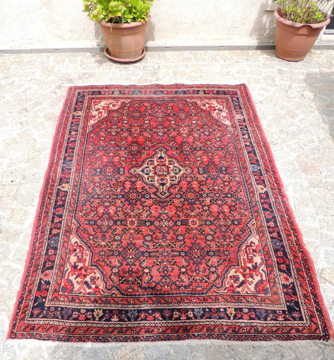 Tapis Iran , Tapis Kachan Fait Main Laine Sur Coton , Années 50 - 60 , 20 ème Siècle 