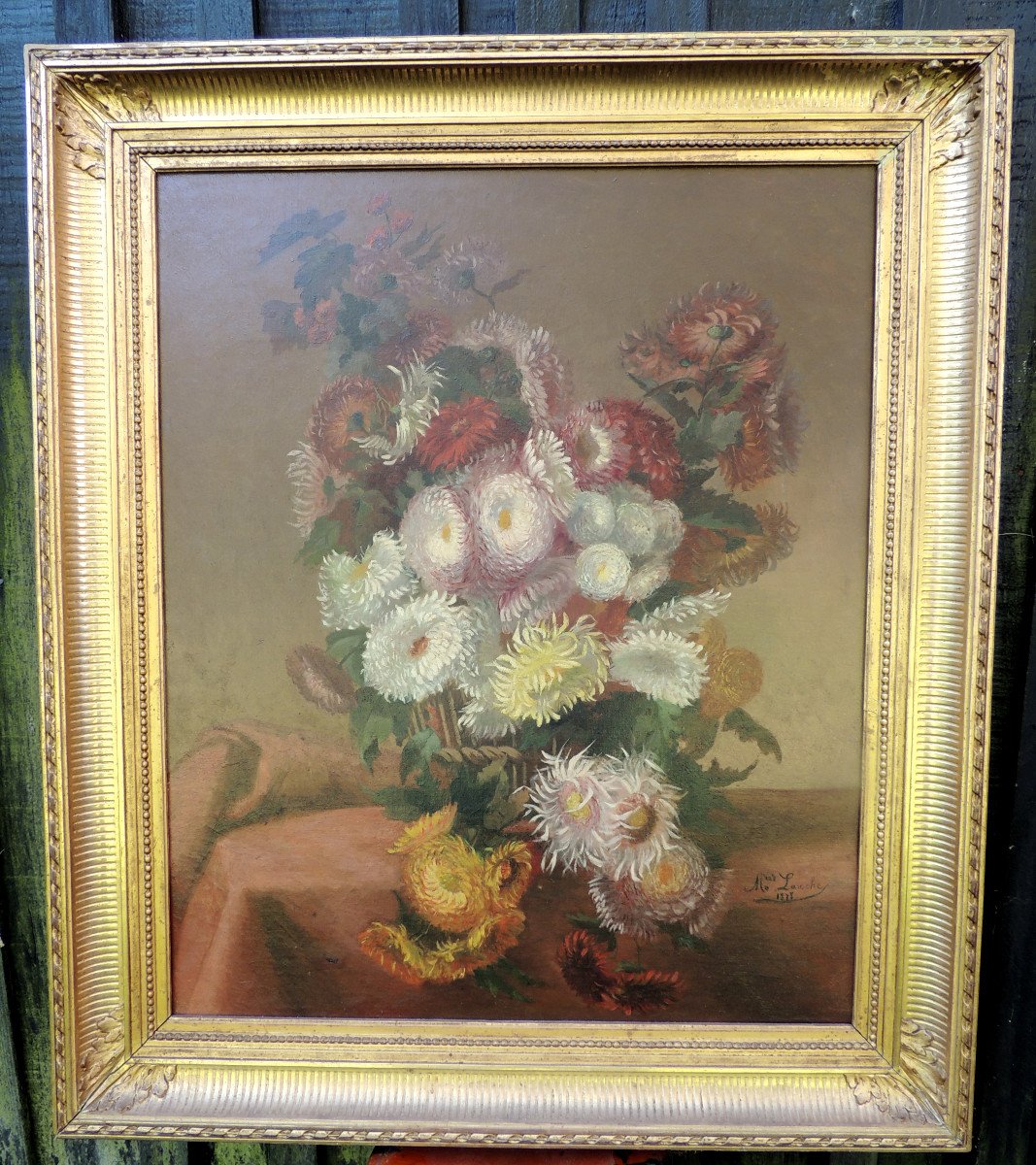 Oil On Canvas, Floral Still Life, Marie Laroche 1878, Napoleon III, 19th Century