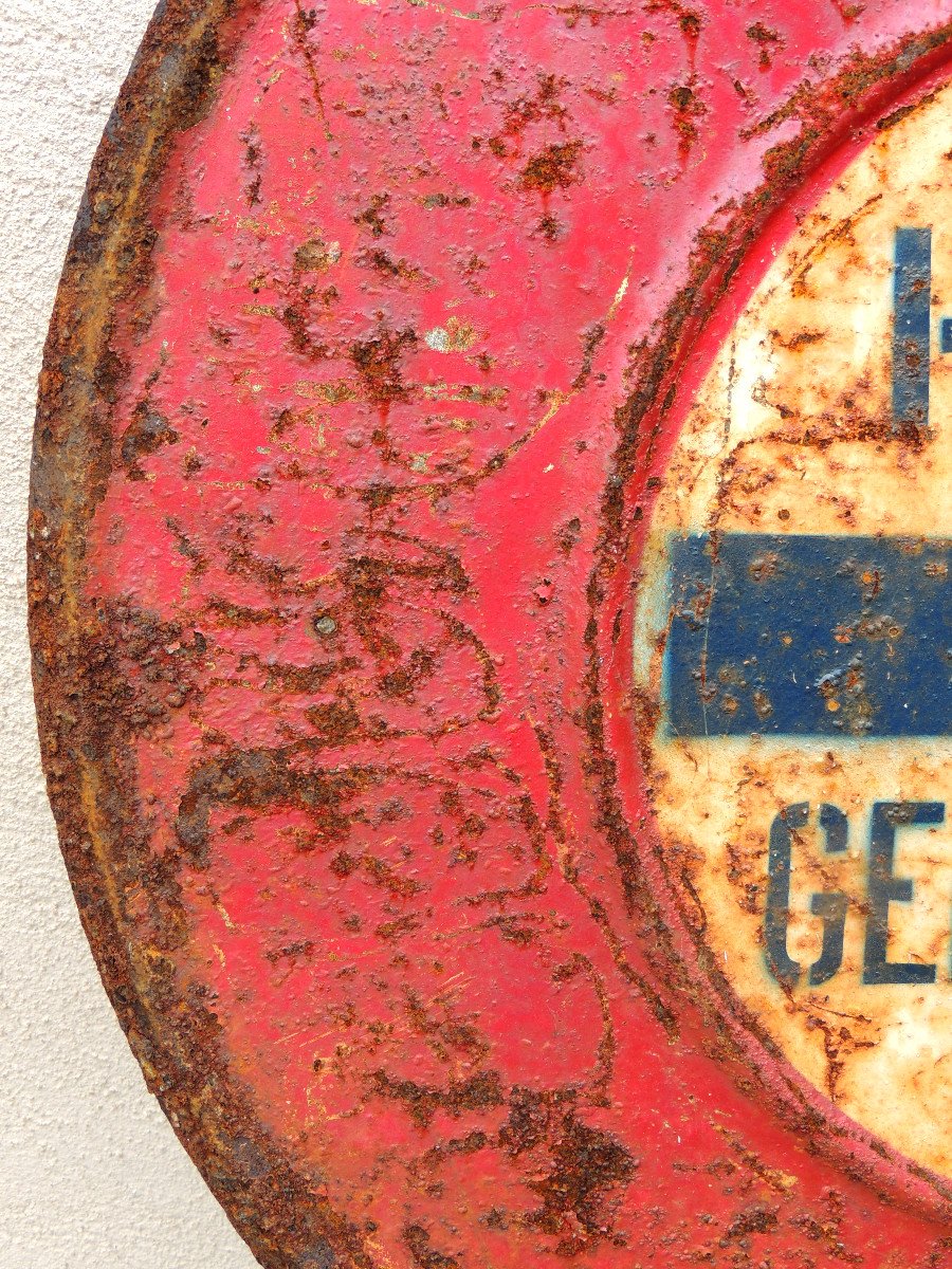 Old Painted Tole, Large Plaque, Signage Panel, Gendarmerie Stop, 20th Century-photo-2