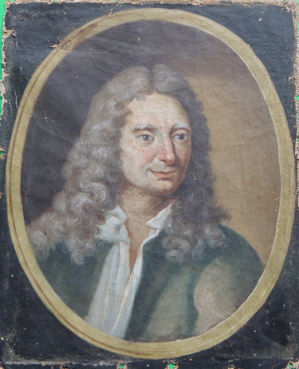 Portrait De Nicolas Boileau Dit Despreaux ( 1636 - 1711 ) ,peinture à Huile Sur Toile , 18 ème -photo-2