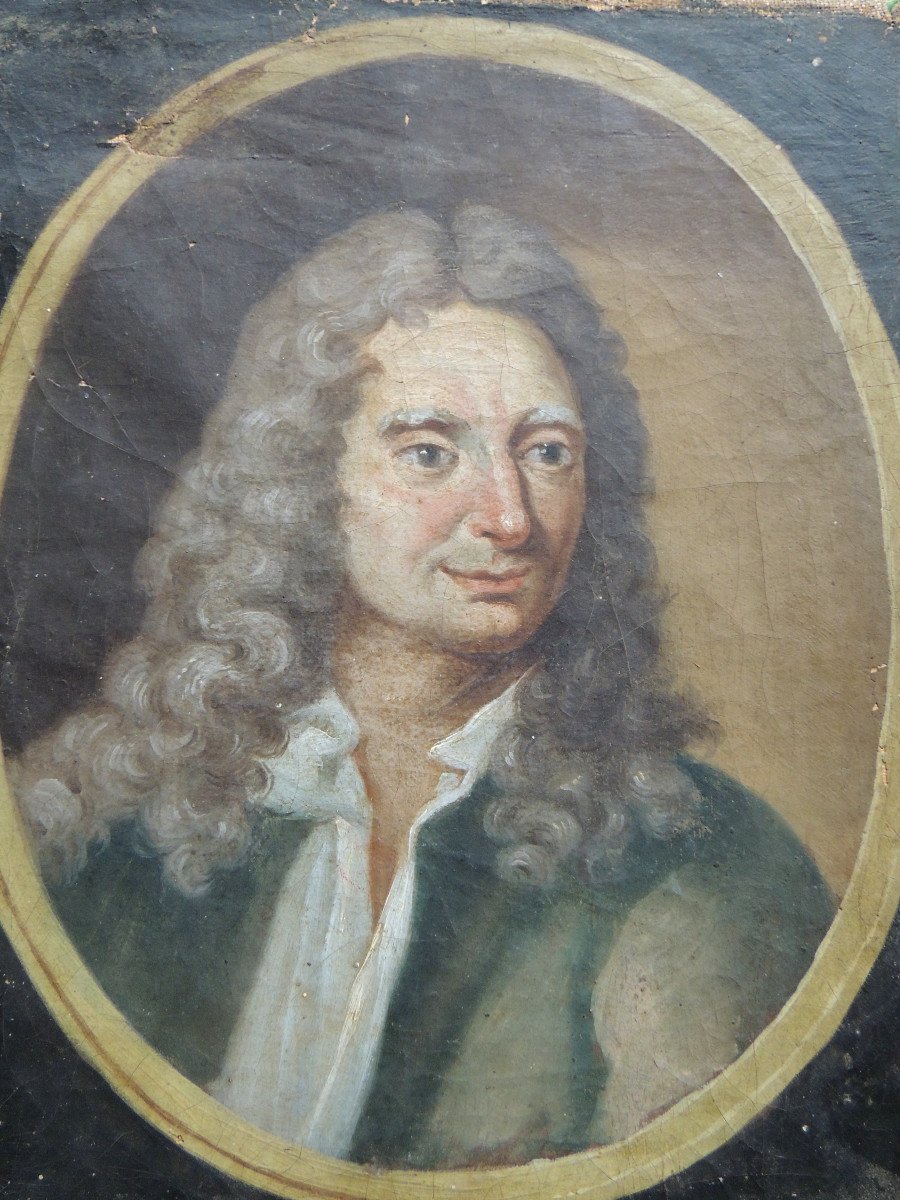 Portrait De Nicolas Boileau Dit Despreaux ( 1636 - 1711 ) ,peinture à Huile Sur Toile , 18 ème -photo-3