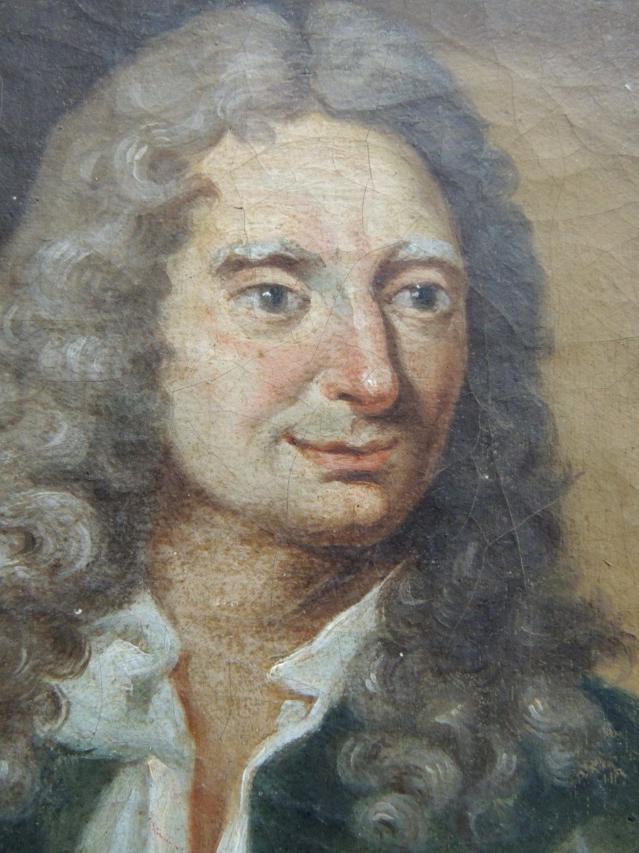 Portrait De Nicolas Boileau Dit Despreaux ( 1636 - 1711 ) ,peinture à Huile Sur Toile , 18 ème -photo-4