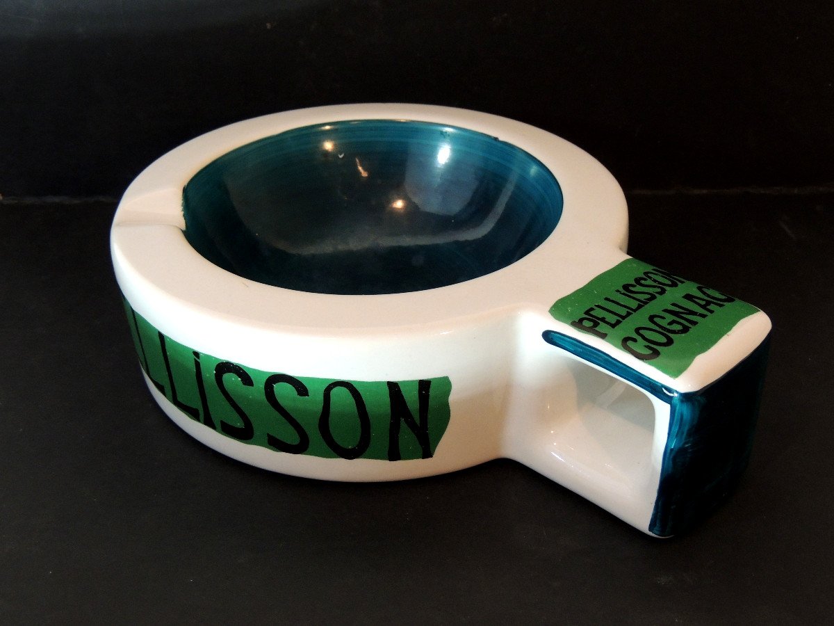 Ashtray, Advertising Ashtray For Pellisson Cognac In Enameled Ceramic, 20th Century -photo-4