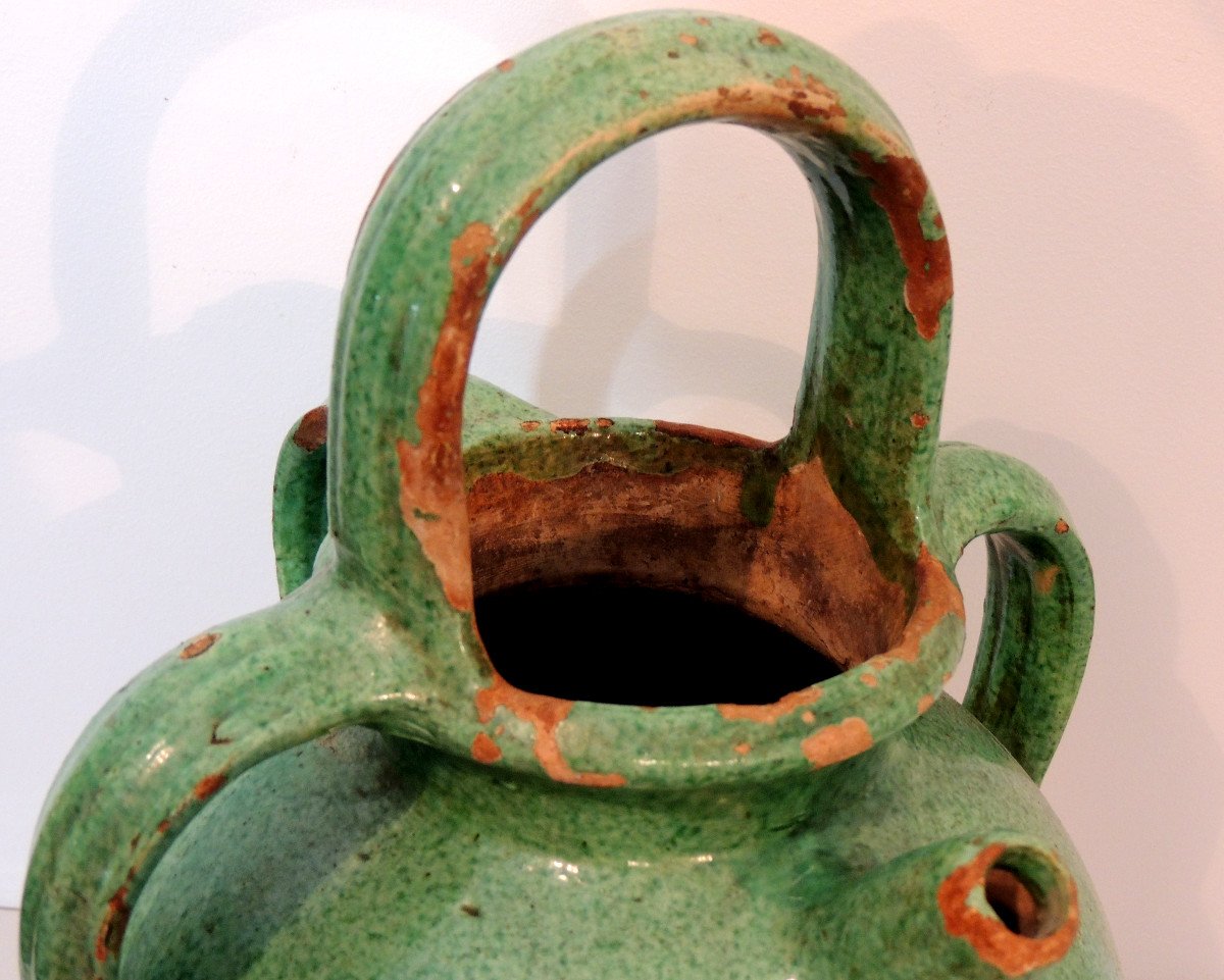 Jug, Pottery Pitcher With Ears, Charentaise Gargoulette Chapelle Des Pots Ceramic 19th-photo-2