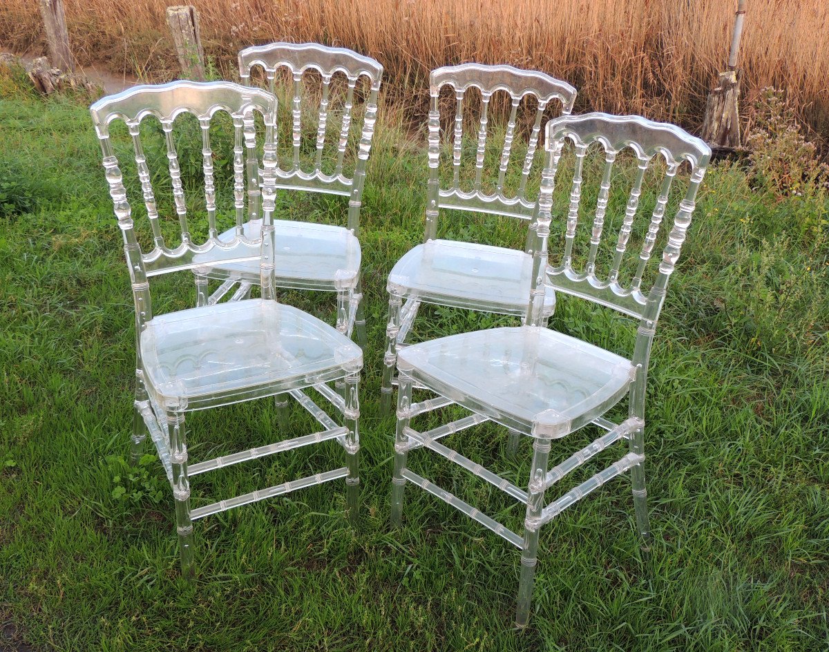 Chaises , 4 Chaises Style Napoléon III En Plexi Transparent , Mobilier Déco  , 20 ème-photo-2