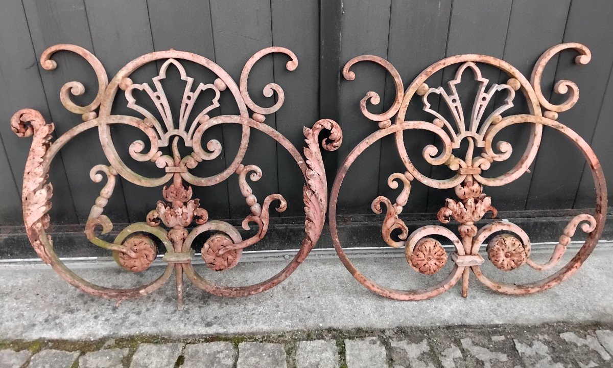 Garde Corps , Coeur De Balcon , Centre De  Grille , Ferronerie d'Art , Fer Forgé ,18 ème Siècle-photo-2