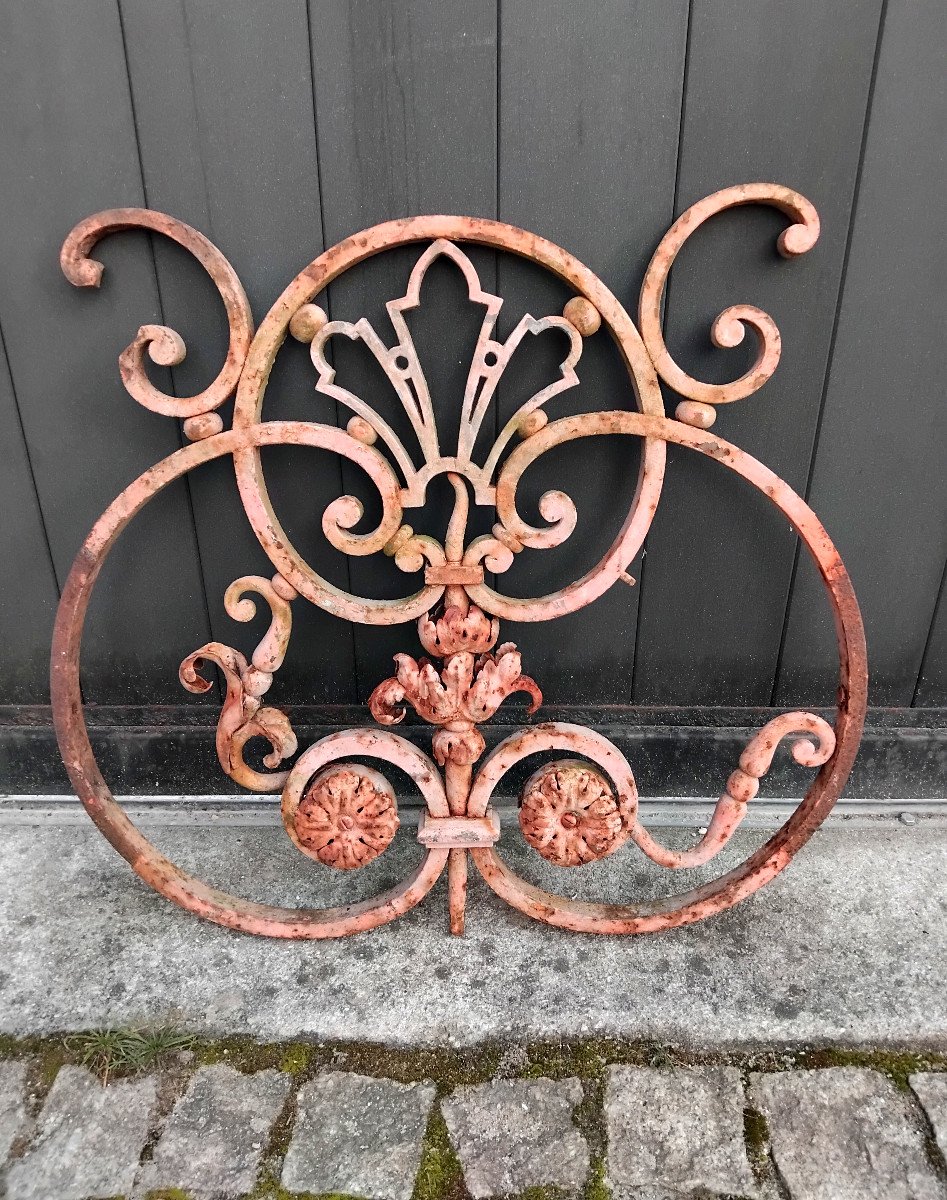 Guardrail, Balcony Heart, Grid Center, Ironwork, Wrought Iron, 18th Century-photo-3