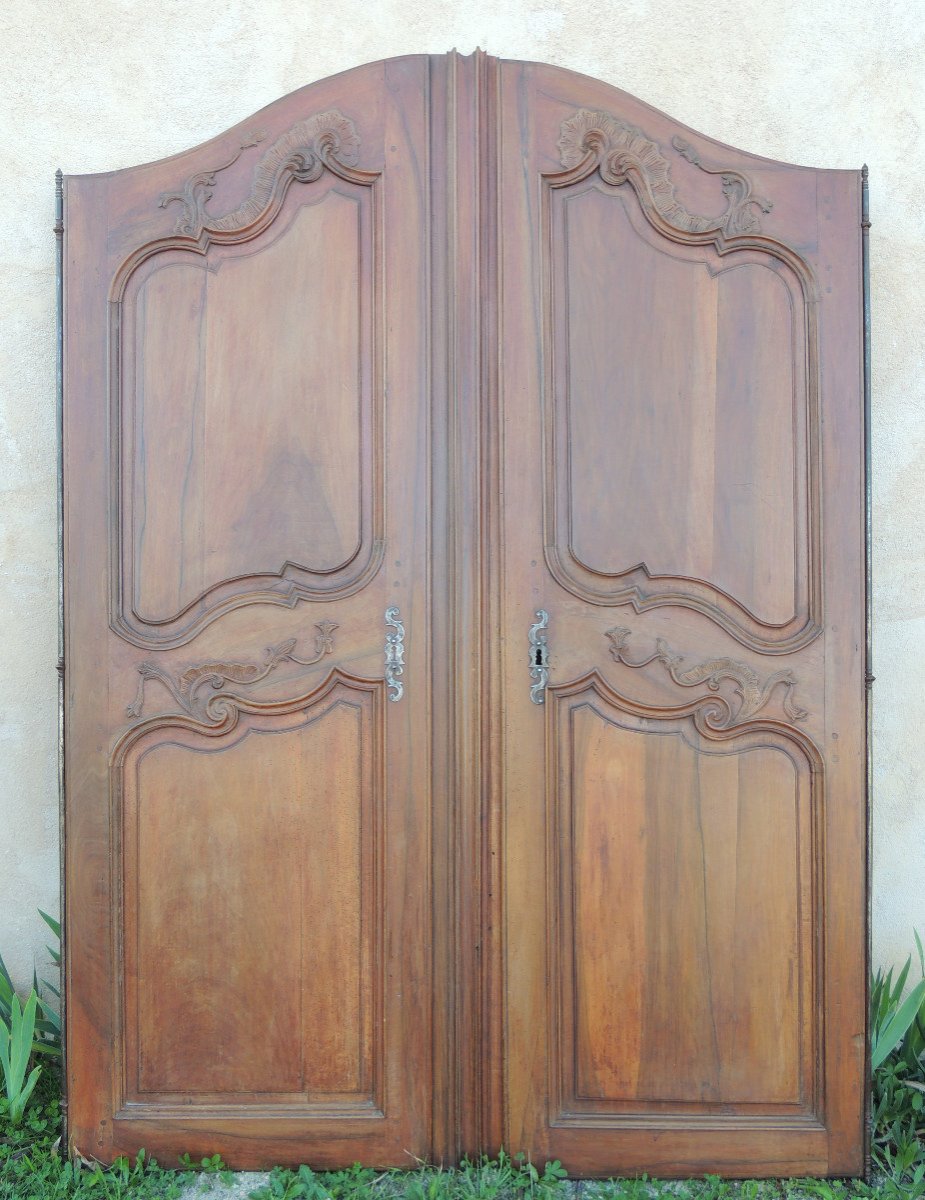 Paire De Portes d'Armoire En Noyer Louis XV , Région Bordelaise ,  18 ème -photo-2