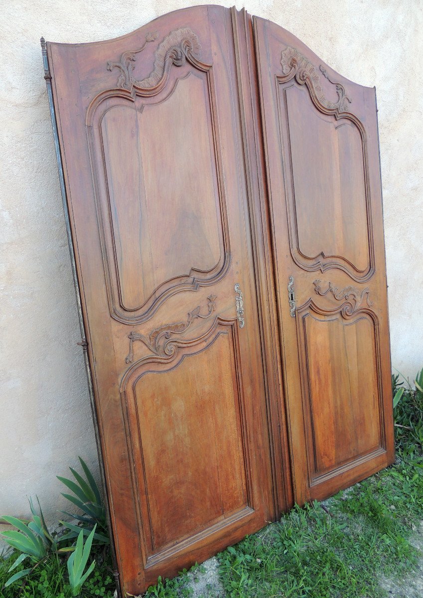 Paire De Portes d'Armoire En Noyer Louis XV , Région Bordelaise ,  18 ème -photo-3