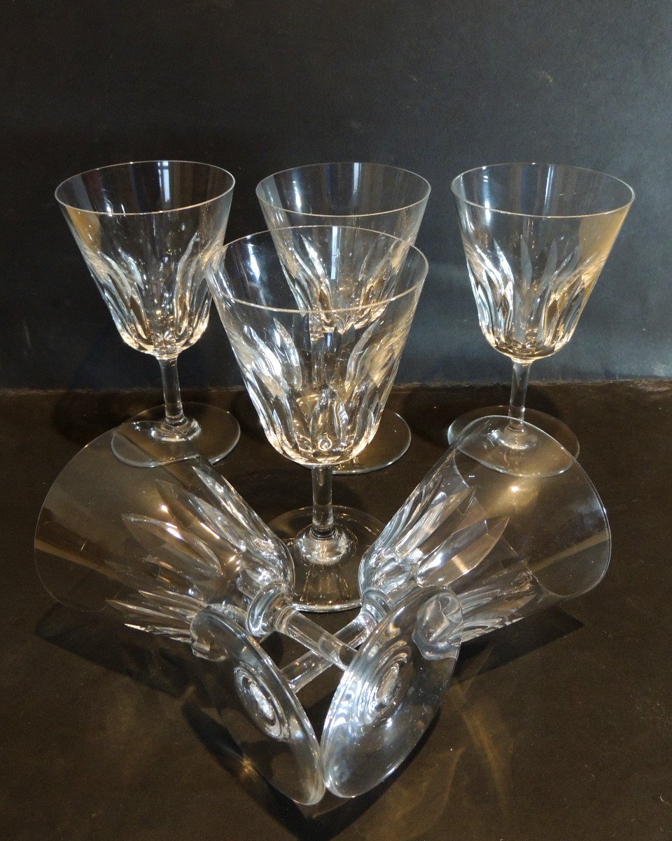 Baccarat Crystal Glasses, 25 Pieces All Signed In Perfect Condition, 20th Century Glass Service-photo-4