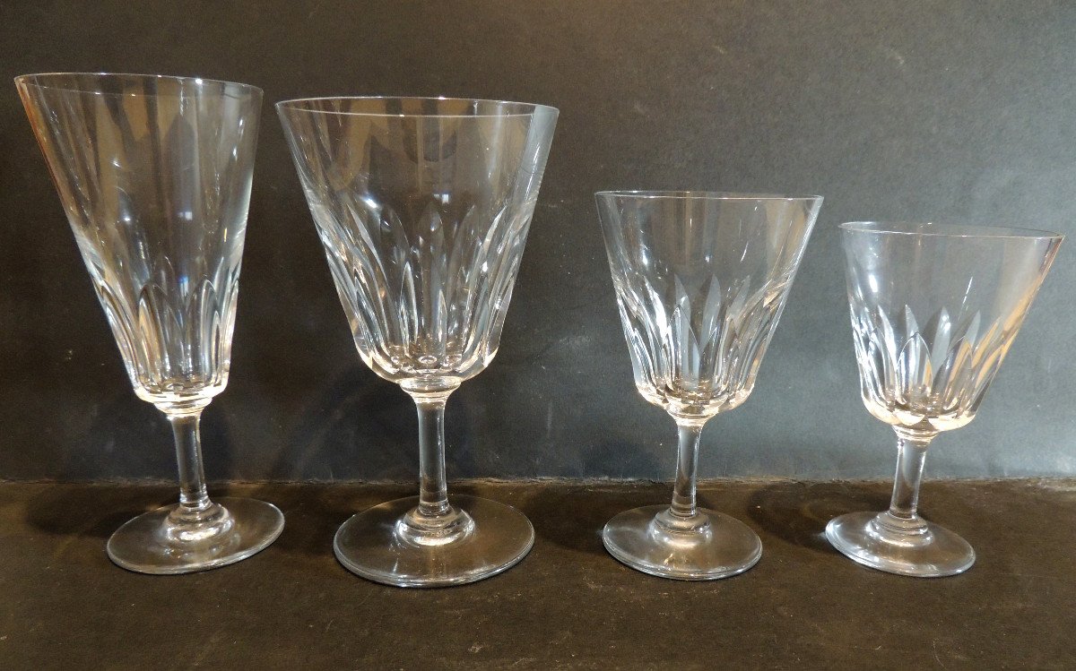 Baccarat Crystal Glasses, 25 Pieces All Signed In Perfect Condition, 20th Century Glass Service-photo-1