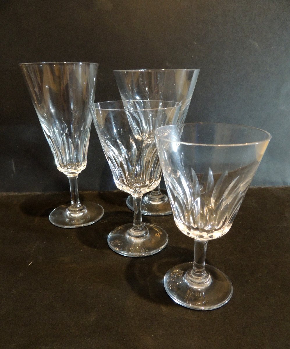 Baccarat Crystal Glasses, 25 Pieces All Signed In Perfect Condition, 20th Century Glass Service-photo-2