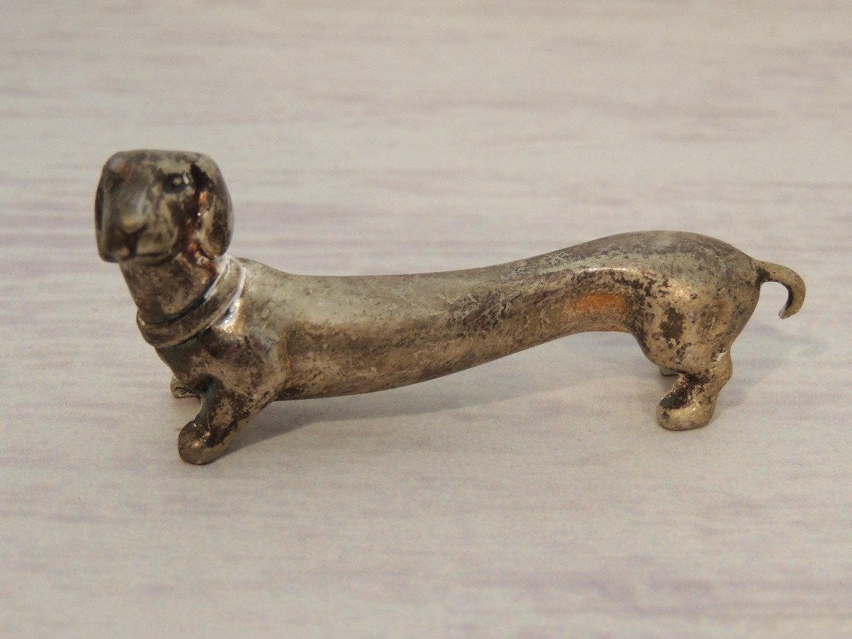 Silver Metal Knife Holder, 6 Dachshunds Beautifully Represented, Tableware, 20th Century -photo-1