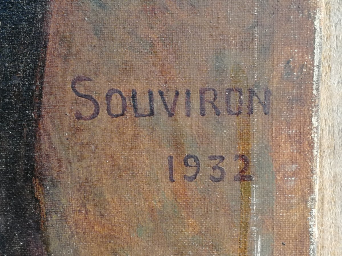 Tableau, Huile Sur Toile Signé Souviron 1932-photo-2