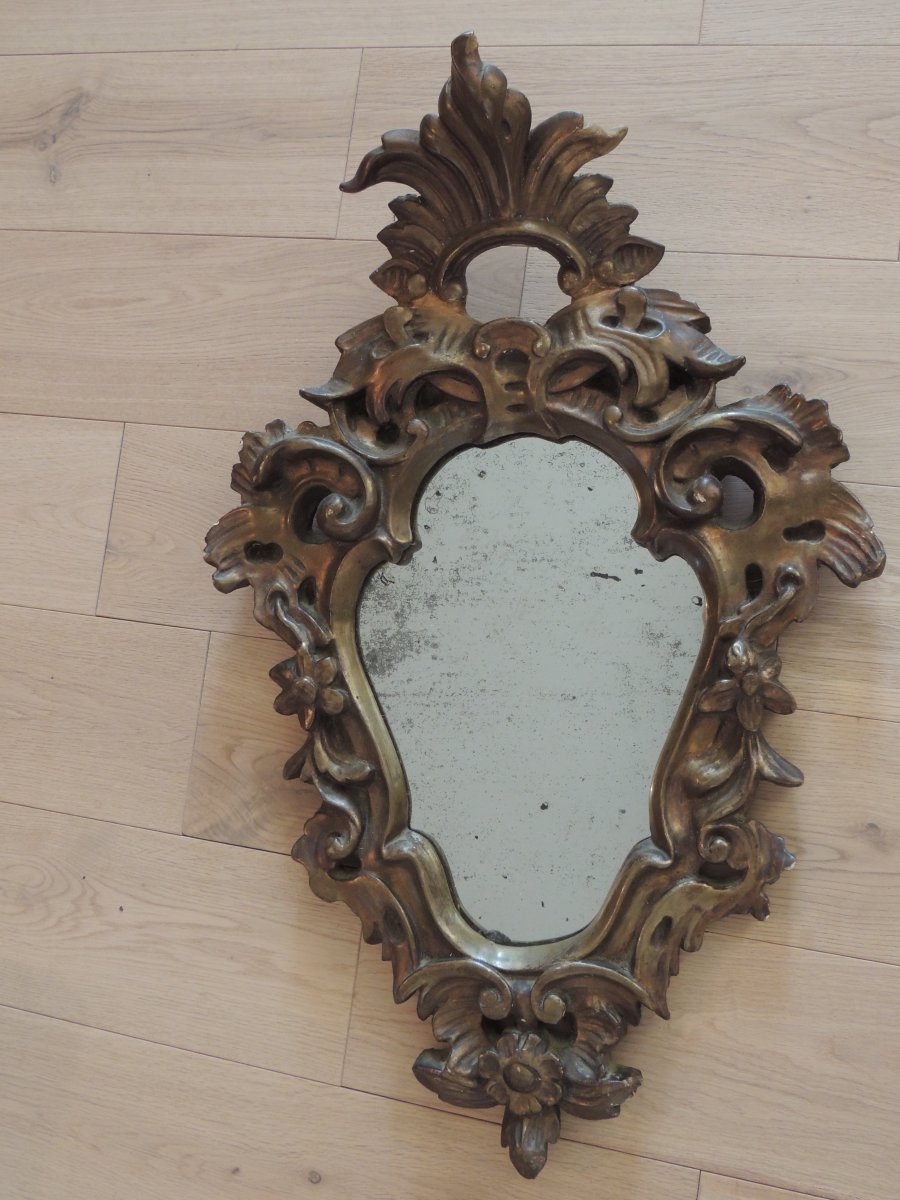 Antique Louis XV Rocaille Mirrors, Stuccoed Wood-photo-2