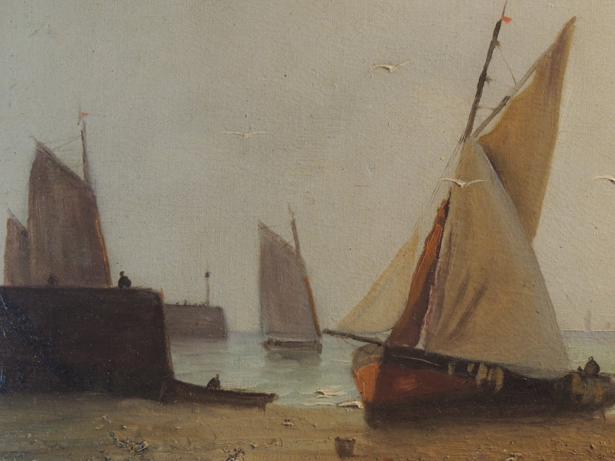 Marine Table, Oil On Canvas From The 19th Century-photo-5