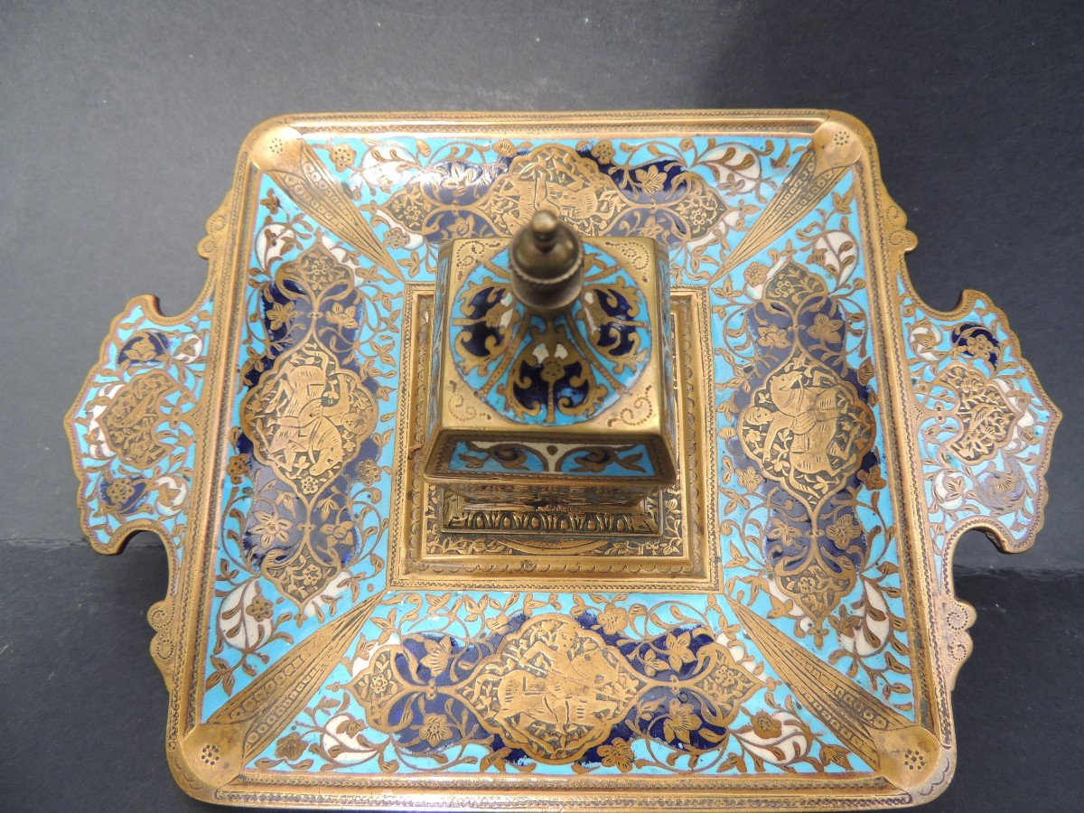 Inkwell In Bronze And Cloisonné Enamels From The 19th Century-photo-1