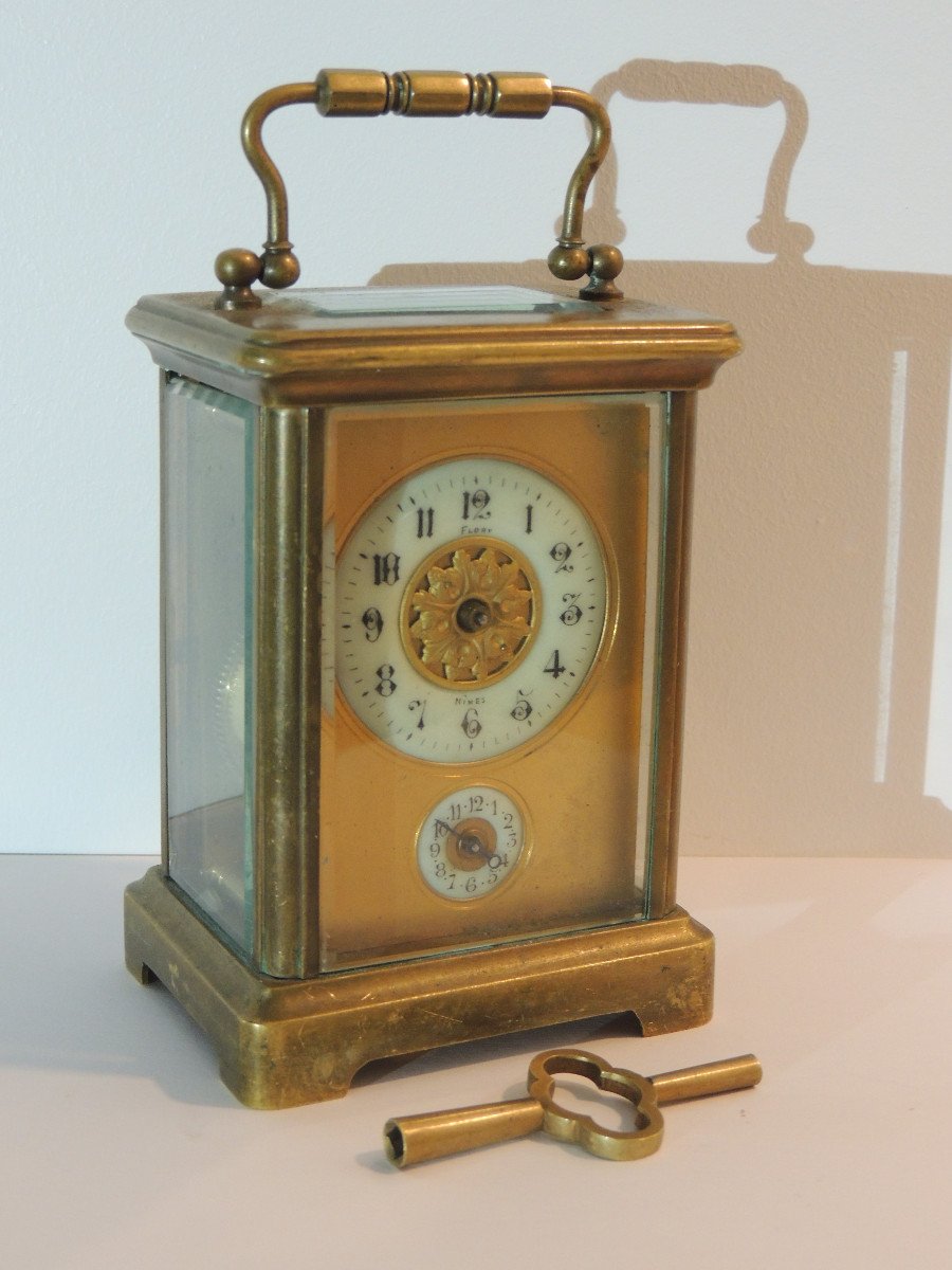 Pendule, Réveil d'Officier, Pendulette De Voyage , Horloger Flory à Nîmes , 19 ème Siècle-photo-3