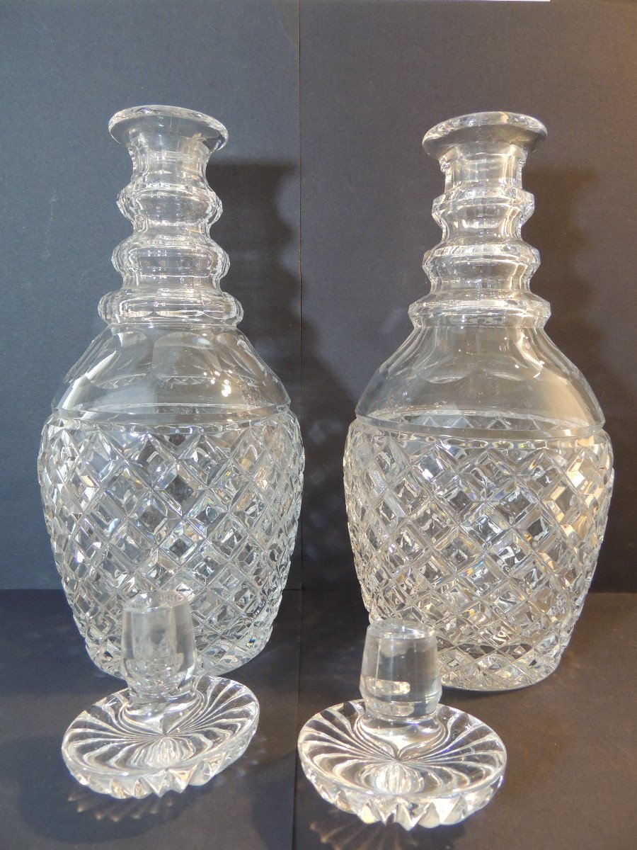 Pair Of Carafes In Cut Crystal (for Whiskey) From The 20th Century-photo-2