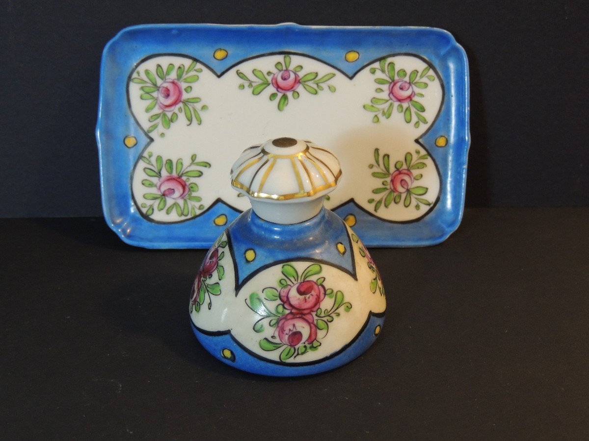 Sèvres Porcelain Perfume Bottle With Its Tray, 19th Century-photo-2