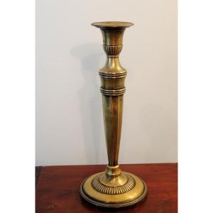 Bronze Candlestick, Empire Period Torch, From The 18th Century