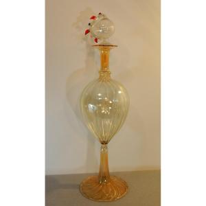 Murano, Carafe, Ewer In Blown Glass Attributed To Barovier And Tosa From The 70s, 20th