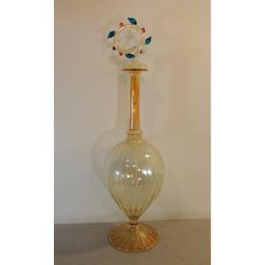 Murano, Carafe, Blown Glass Ewer In The Spirit Of Barovier And Tosa From The 70s