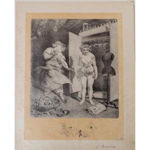 Adolphe Willette (1857 - 1926) Original Lithographs The 7 Deadly Sins 1917, 20th