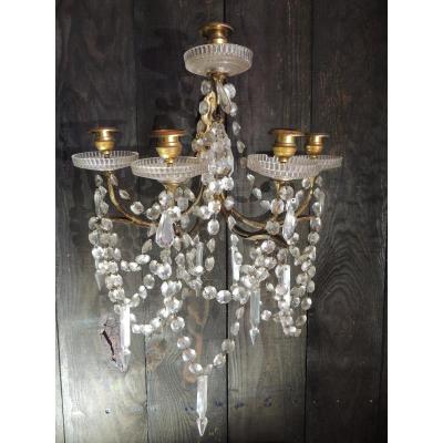 Bronze Wall Lamp And Crystal Pendants