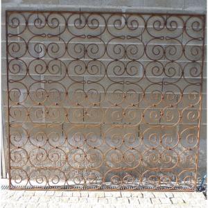 Interior Grid In Wrought Square Iron, Finely Worked Scrolls Duckbill Finish