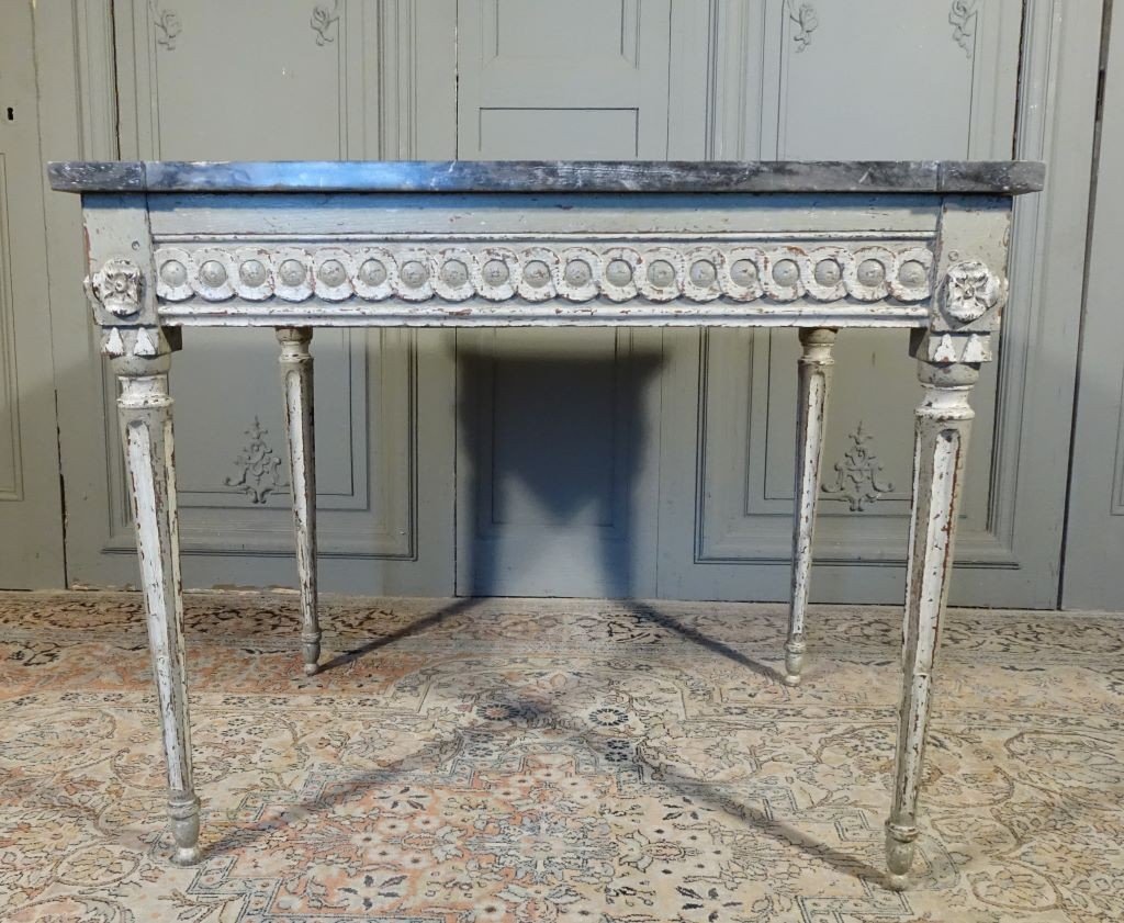 Console peinte d'époque Louis XVI. plateau marbre Fin XVIIIème-photo-2