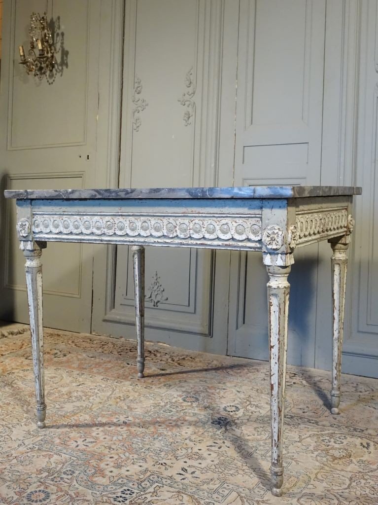 Console peinte d'époque Louis XVI. plateau marbre Fin XVIIIème-photo-3