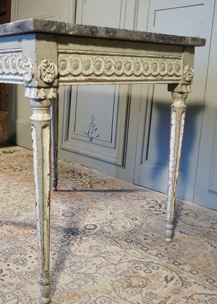 Console peinte d'époque Louis XVI. plateau marbre Fin XVIIIème-photo-1