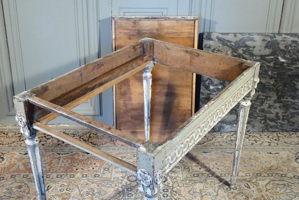 Console peinte d'époque Louis XVI. plateau marbre Fin XVIIIème-photo-6