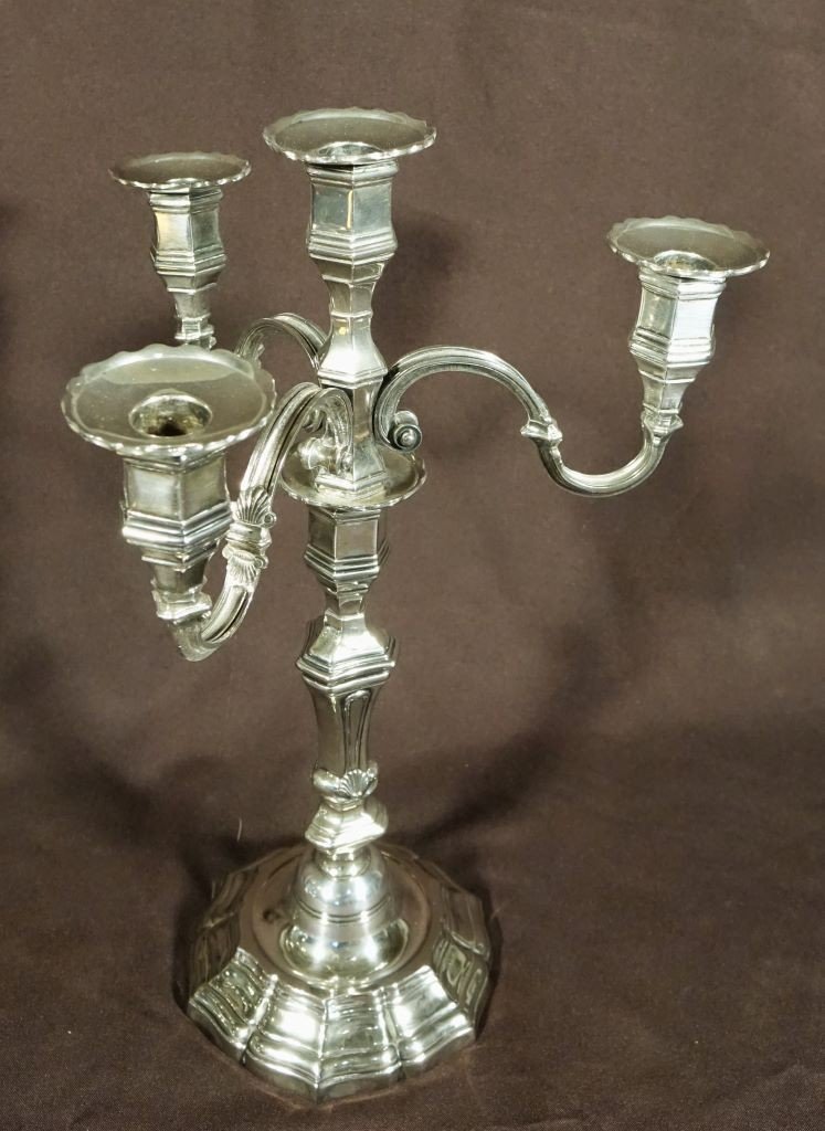 Pair Of Silver Metal Candlesticks-photo-3