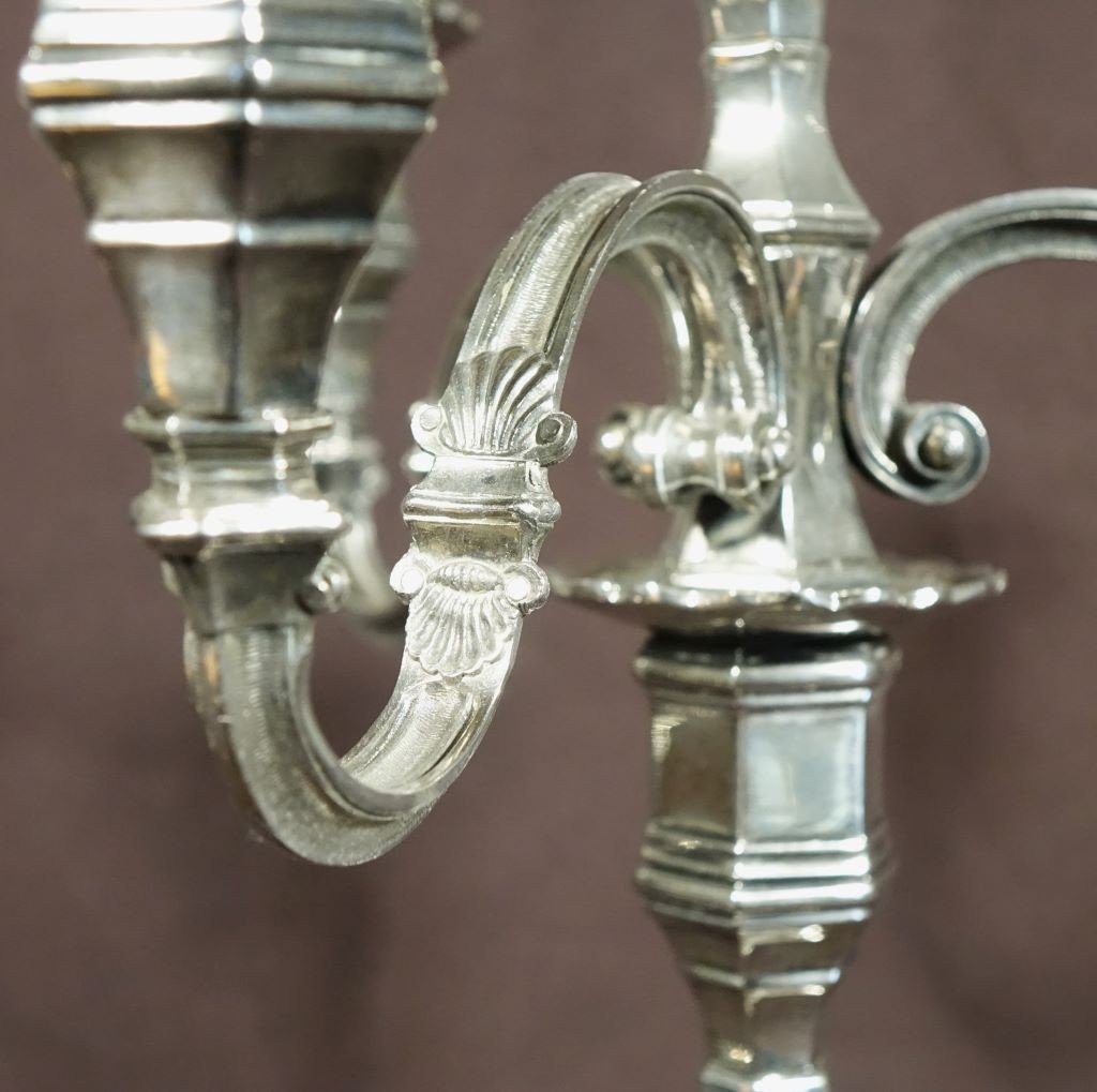 Pair Of Silver Metal Candlesticks-photo-2