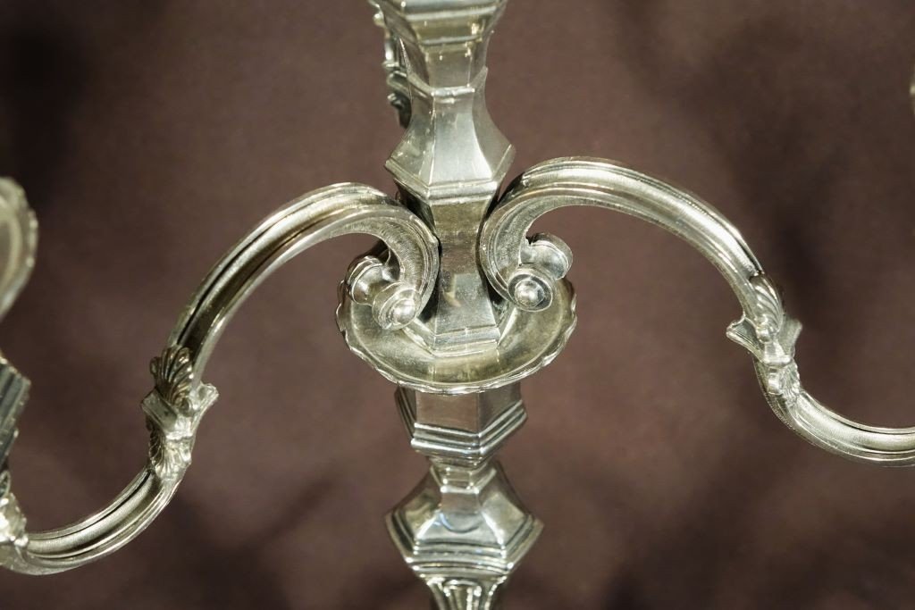 Pair Of Silver Metal Candlesticks-photo-8