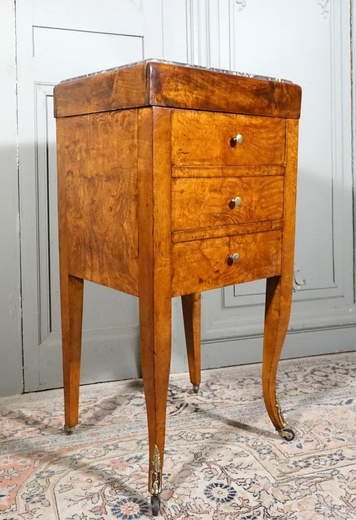 Table Chiffonnière En Loupe De Frêne. Transition des époques Louis XV / Louis XVI-photo-8