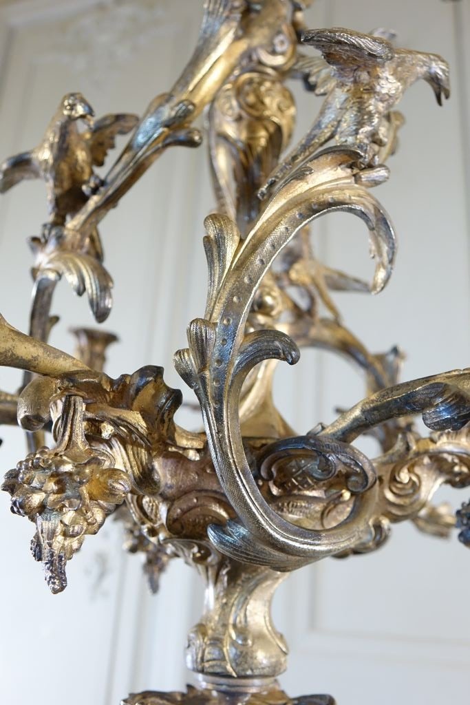 Lustre De Style Louis XV En Bronze Doré-photo-4