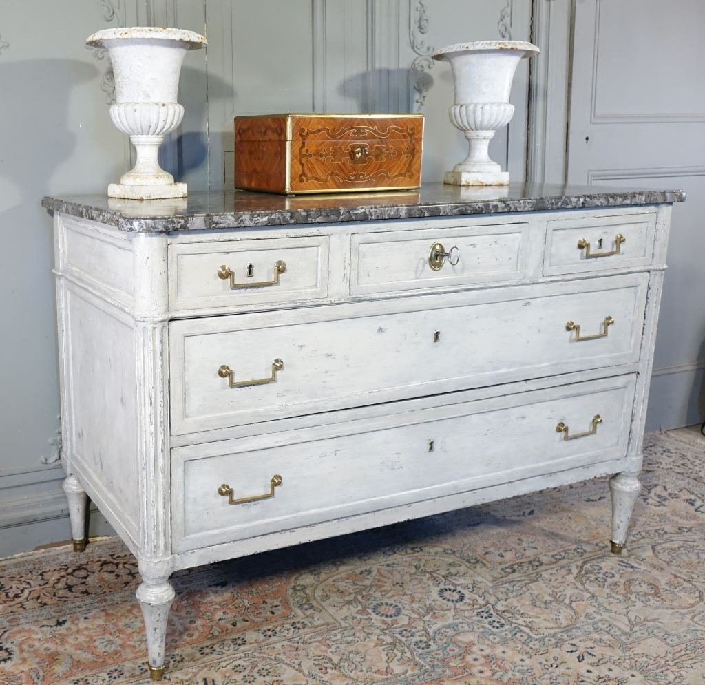 Commode époque Louis XVI Peinte-photo-4