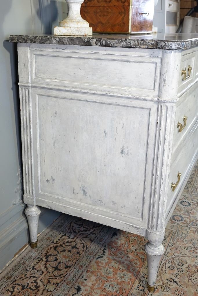 Commode époque Louis XVI Peinte-photo-2