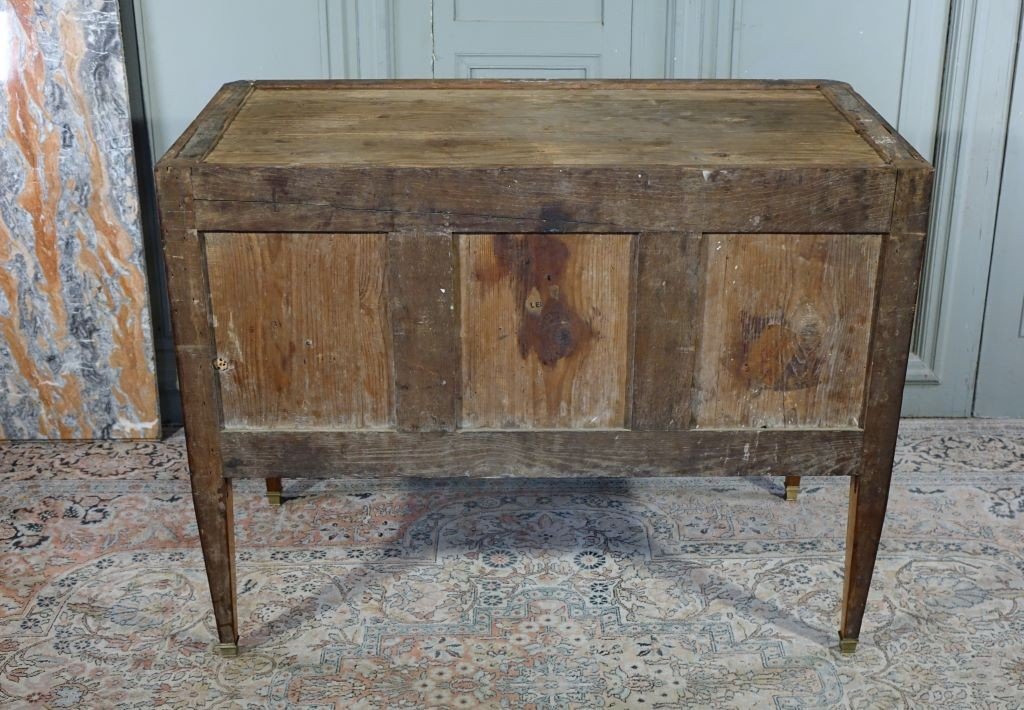 Commode Sauteuse Louis XVI En Marqueterie-photo-8