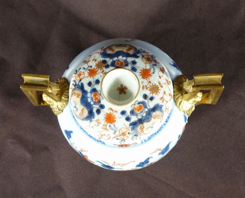 Pot Couvert Porcelaine Imari à Montures En Bronze Doré-photo-5