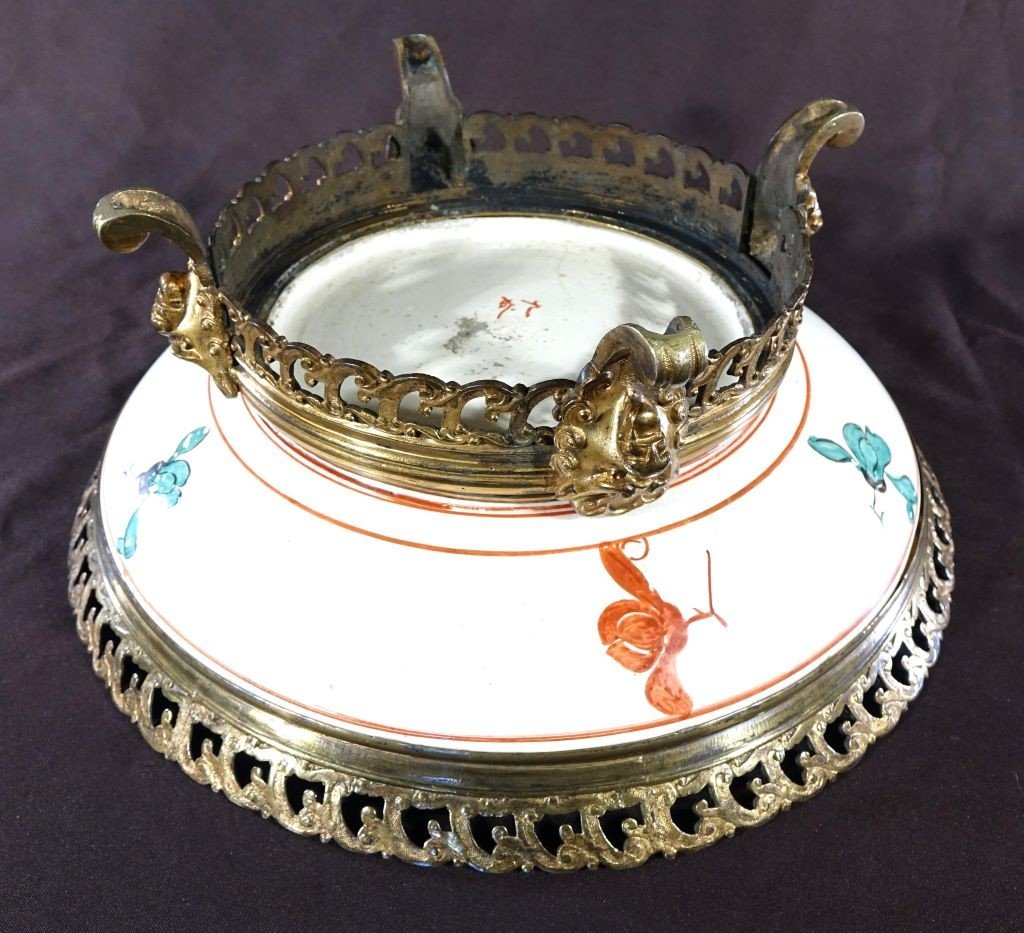 Large Kutani Porcelain Dish With Gilt Bronze Mounts-photo-6