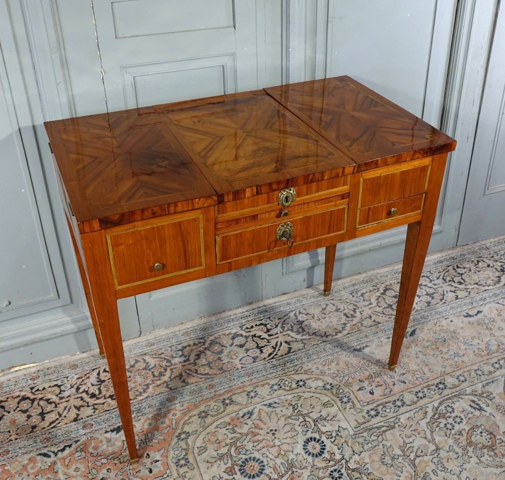 Louis XVI Period Dressing Table In Marquetry-photo-2