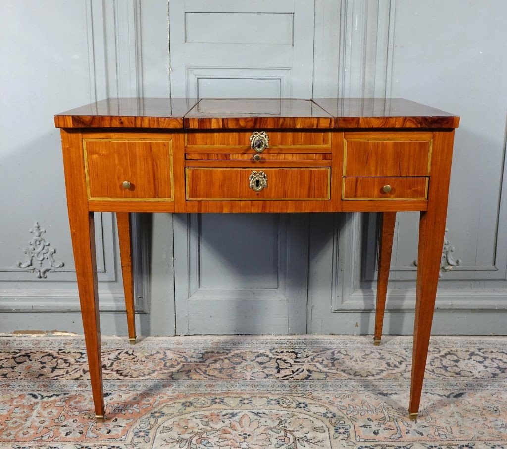 Louis XVI Period Dressing Table In Marquetry-photo-4