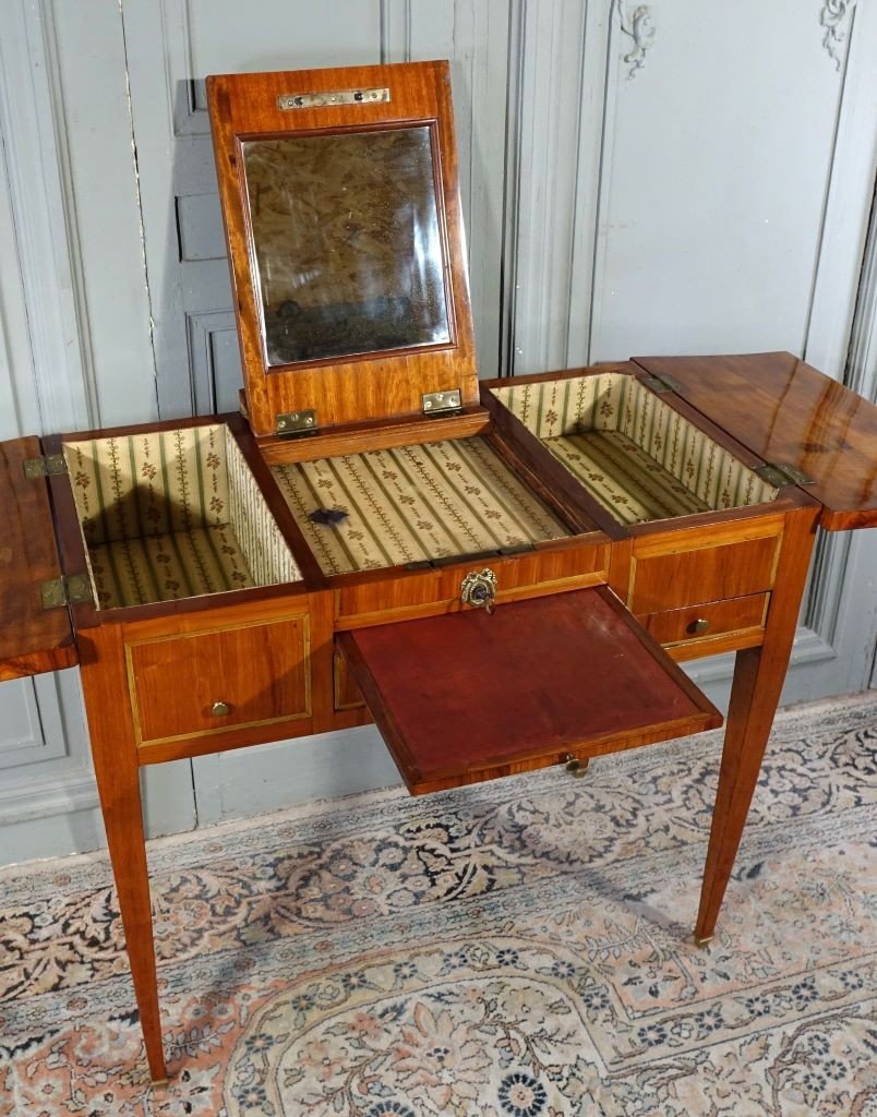 Louis XVI Period Dressing Table In Marquetry-photo-5